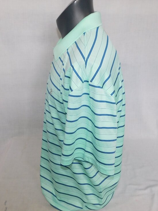 IZOD Golf Mens 2XL XXL Sea Foam Green Blue Striped Polo Shirt - Picture 6 of 10